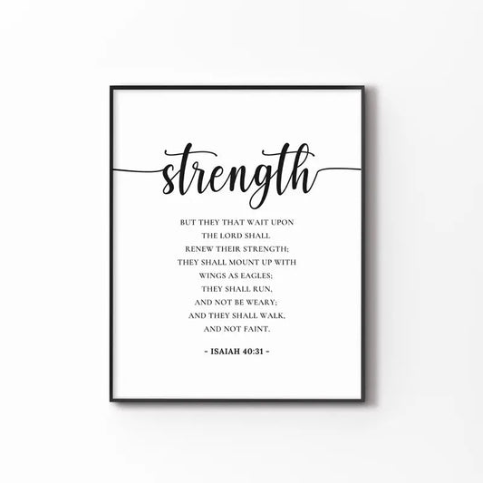 Isaiah 40:31, Those Who Wait On The Lord Shall Renew Their Strength, Minimal Bible Verse Poster, Scripture Christian Wall...