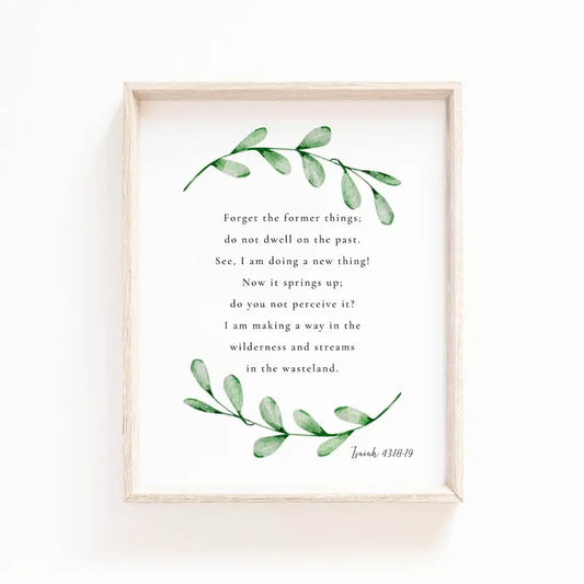Isaiah 43:18 19 Wall Art, Bible Verse Print For Christian, Home Botanical Scripture Wall Art, I Am Doing A New Thing,...