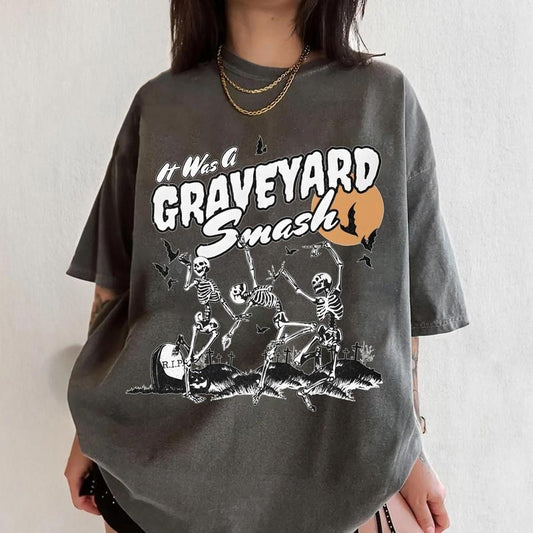 It Was A Graveyard Smash T-Shirt, Retro Skeleton Halloween Sweatshirt, Dancing Skeleton Shirt, Spooky Season Tee Shirt