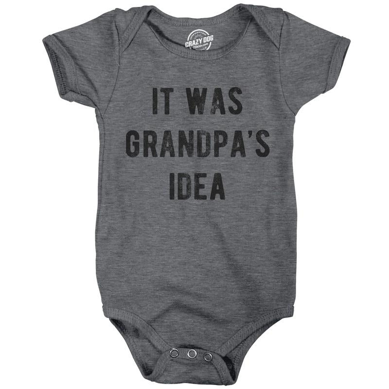 It Was Grandpas Idea Baby Bodysuit Funny Sarcastic Graphic Jumper for Infants Funny Baby Onesies Funny Grandpa Onesie...