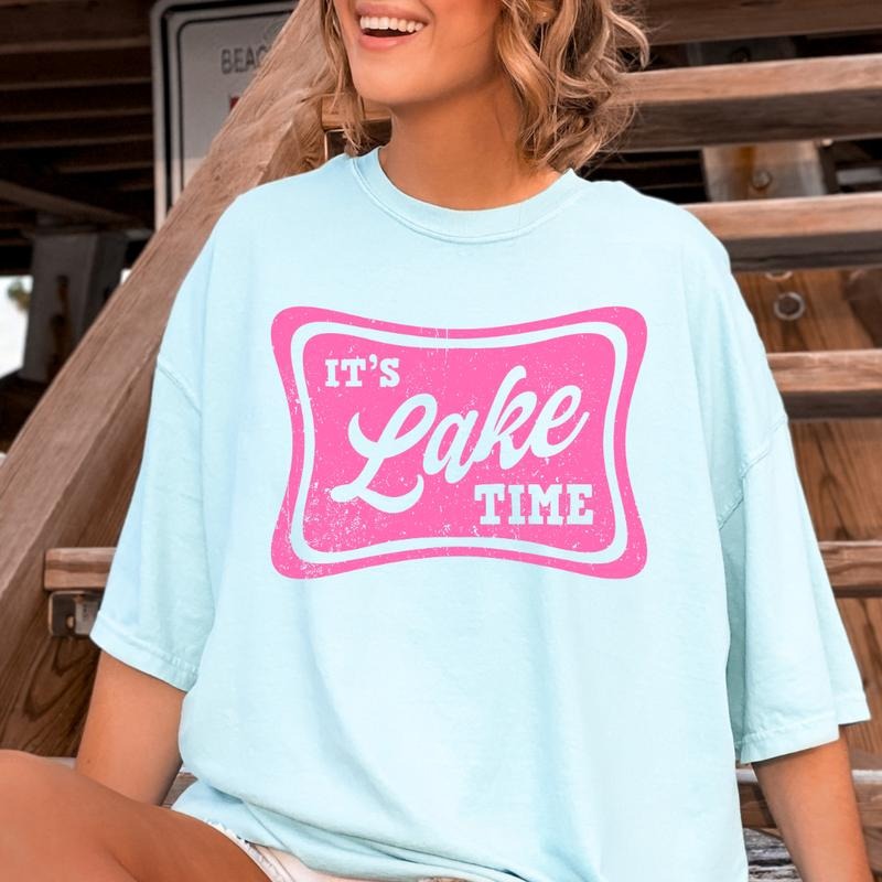 It's Lake Time Shirt ~ Unisex Apparel Relaxed Fit Printed In The USA Clothing Womenswear Casual Comfort Cotton Top Athletic Boho Chic