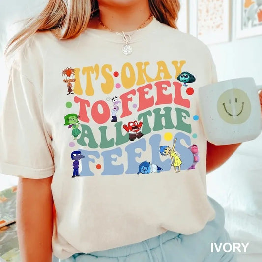 It's Okay To Feel All The Feels Shirt, Inside Out Movie Shirt,Mental Health Shirt,Inclusion Shirt,Speech Therapy 1574