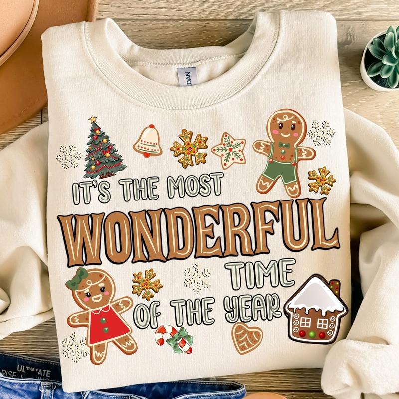 It's The Most Wonderful Time of the Year Shirt, Gingerbread Christmas Sweatshirt, Holiday Cookie T-Shirt, Christmas Tree Holiday Clothing, Unisex Classic Cotton