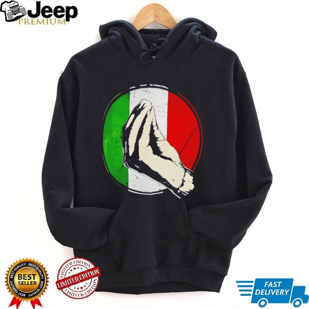 Italian Hand Gesture Icon Italy Flag Colors Distressed Graphic T Shirt