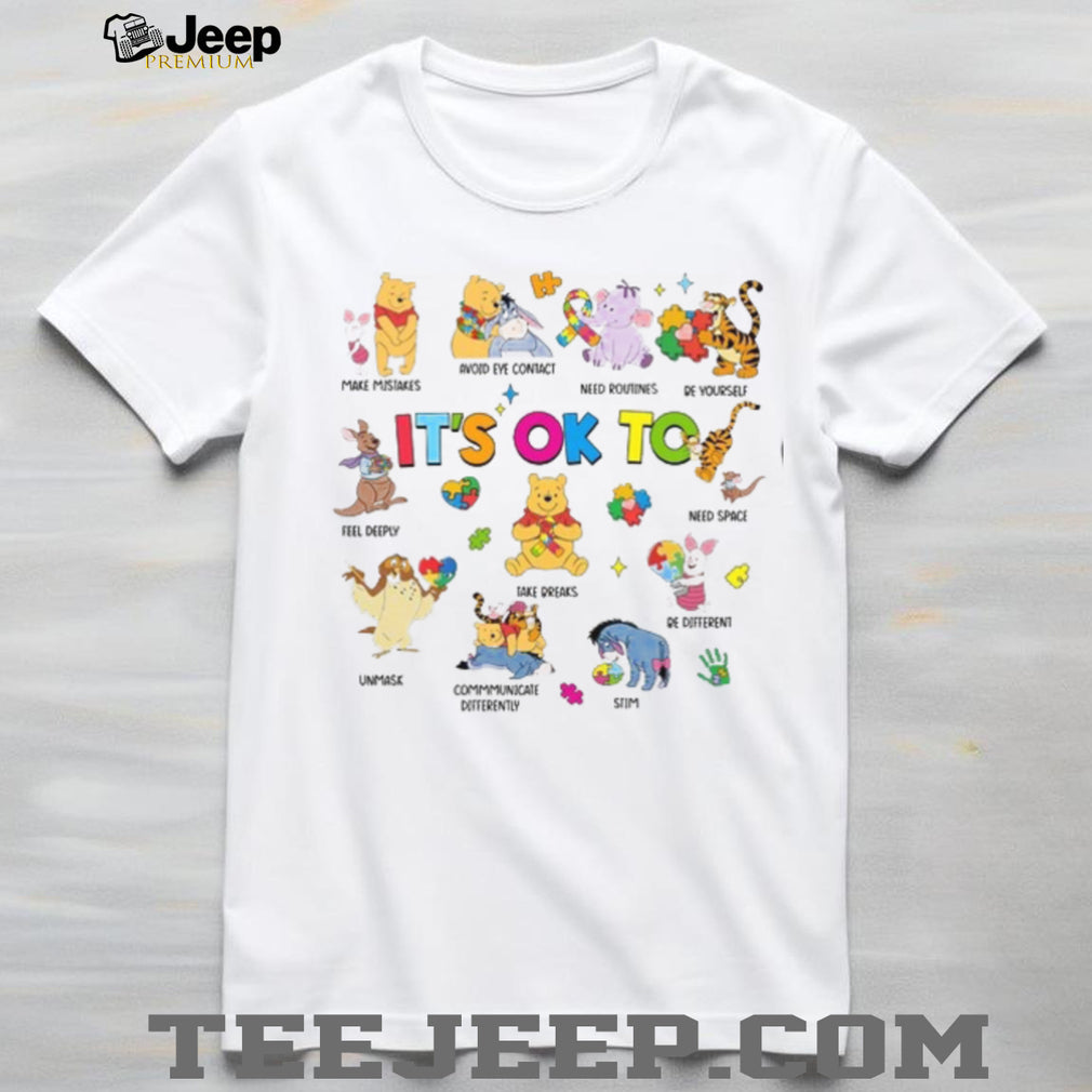 It’s Okay To Be Different Pooh & Friends Autism Acceptance Graphic T Shirt