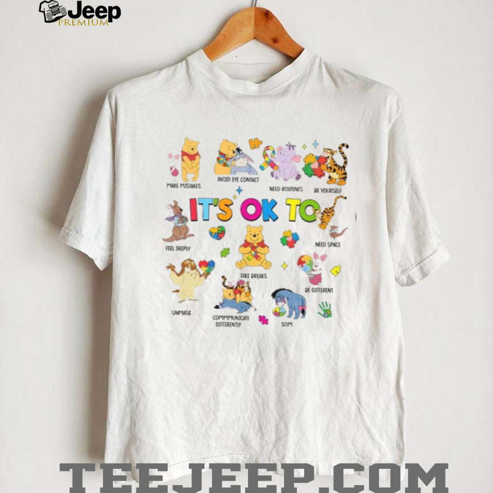 It’s Okay To Be Different Pooh & Friends Autism Acceptance Graphic T Shirt