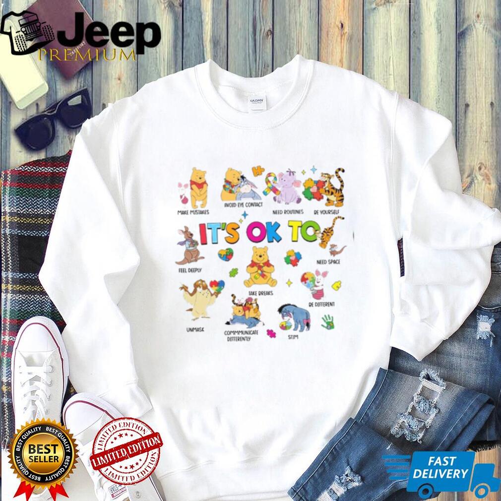 It’s Okay To Be Different Pooh & Friends Autism Acceptance Graphic T Shirt
