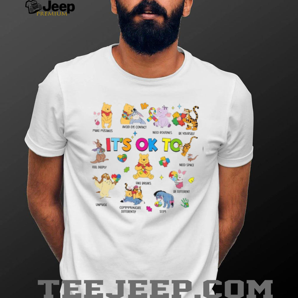 It’s Okay To Be Different Pooh & Friends Autism Acceptance Graphic T Shirt