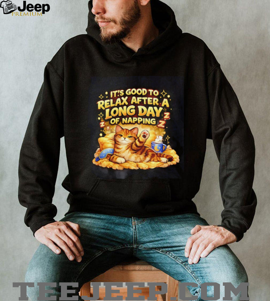 It’s good to relax after a long day of napping cat illustration shirt