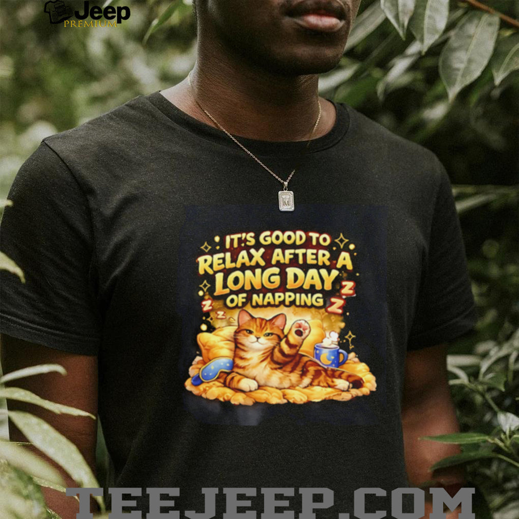 It’s good to relax after a long day of napping cat illustration shirt
