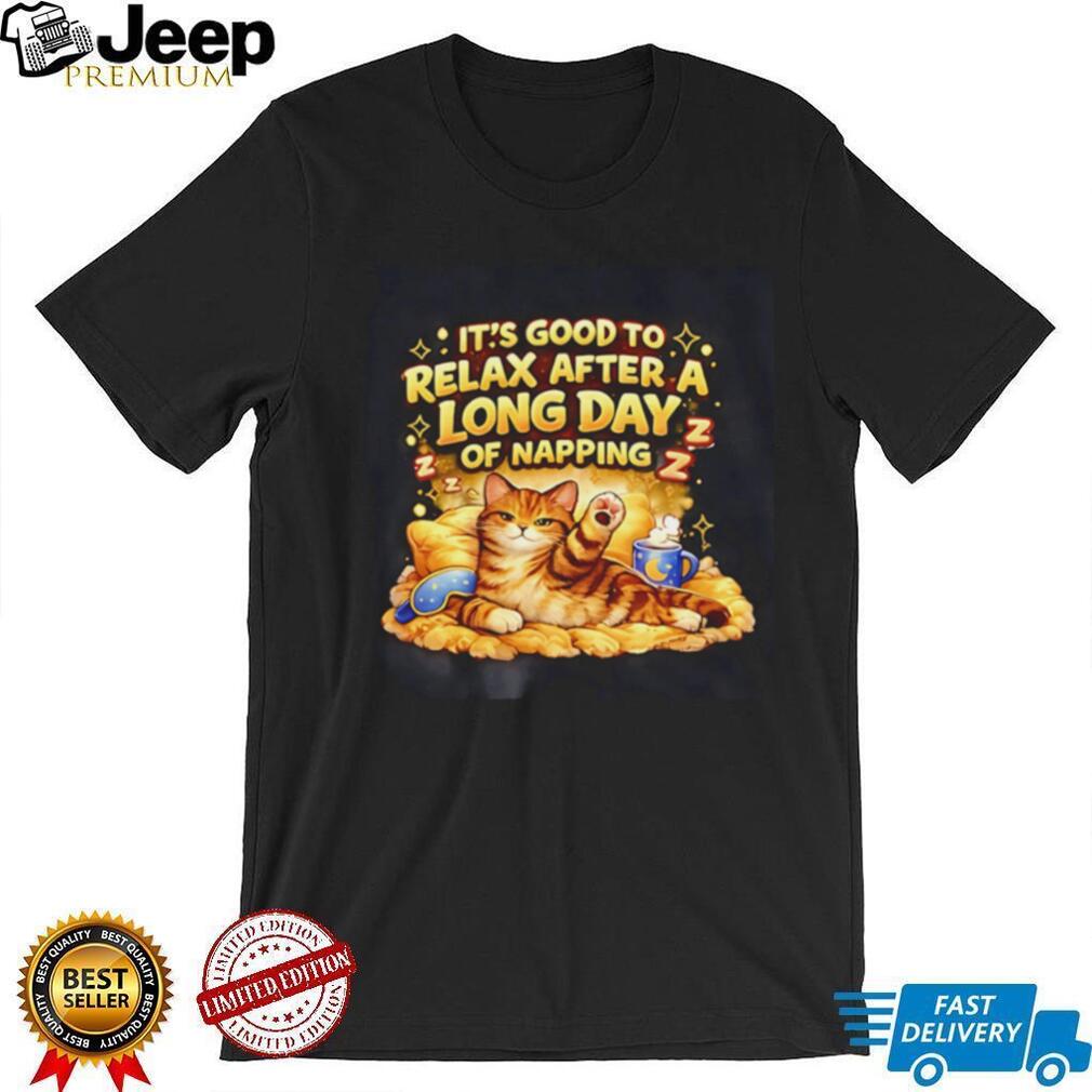 It’s good to relax after a long day of napping cat illustration shirt
