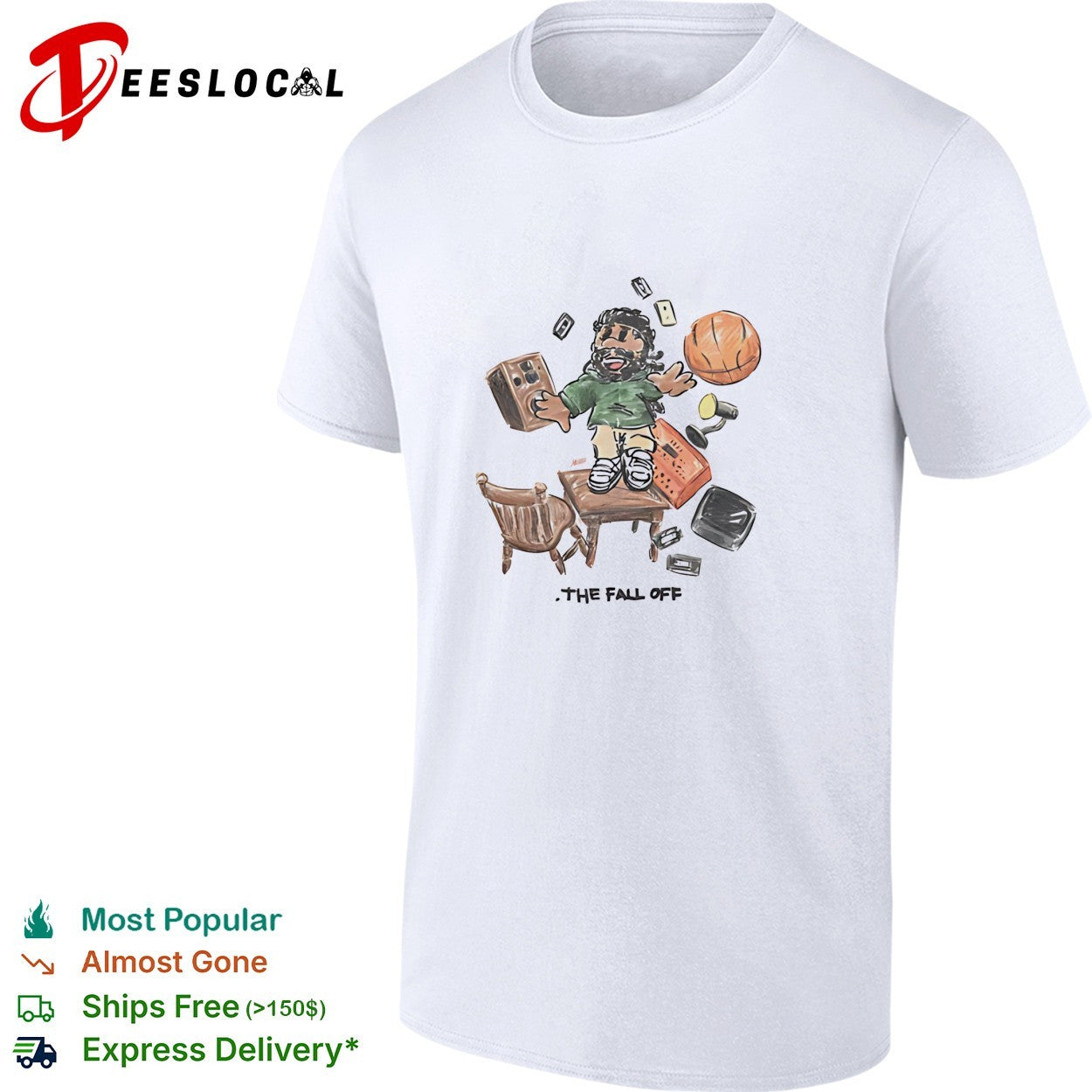 J Cole The Fall Off cartoon desk basketball shirt