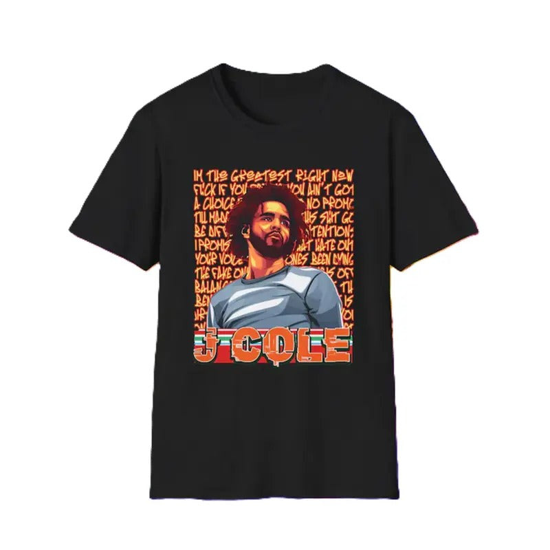 J Cole Unisex Softstyle T-Shirt, Hip Hop Artist, The Ville, Dreamville, Rapper Song Lyrics, Vintage Style Music Tee, Concert Shirt, Fashion for Fans
