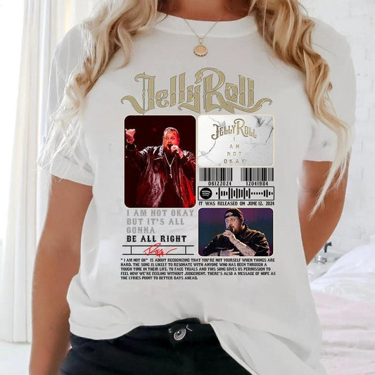J R0ll I Am Not Ok T Shirt, Country Concert Top, Western Graphic Tee, Music Festital Apparel, Vintage Inspired Tee, Unisex Short Sleeve Tee Shirt