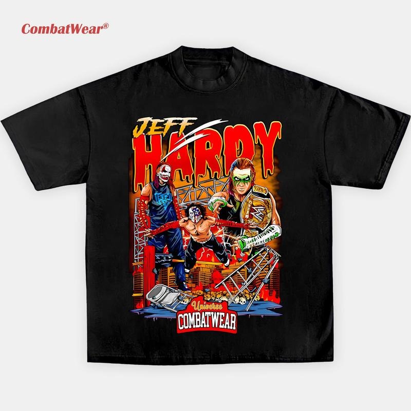 JEFF HARDY WWE SKYLINE CARTOON ART TEE, Wrestling Tee, Wrestling Graphic Tee, 2025 Wrestler Shirt, Sports Shirt, Vintage Wresting Shirt, Wrestling Fan Gift