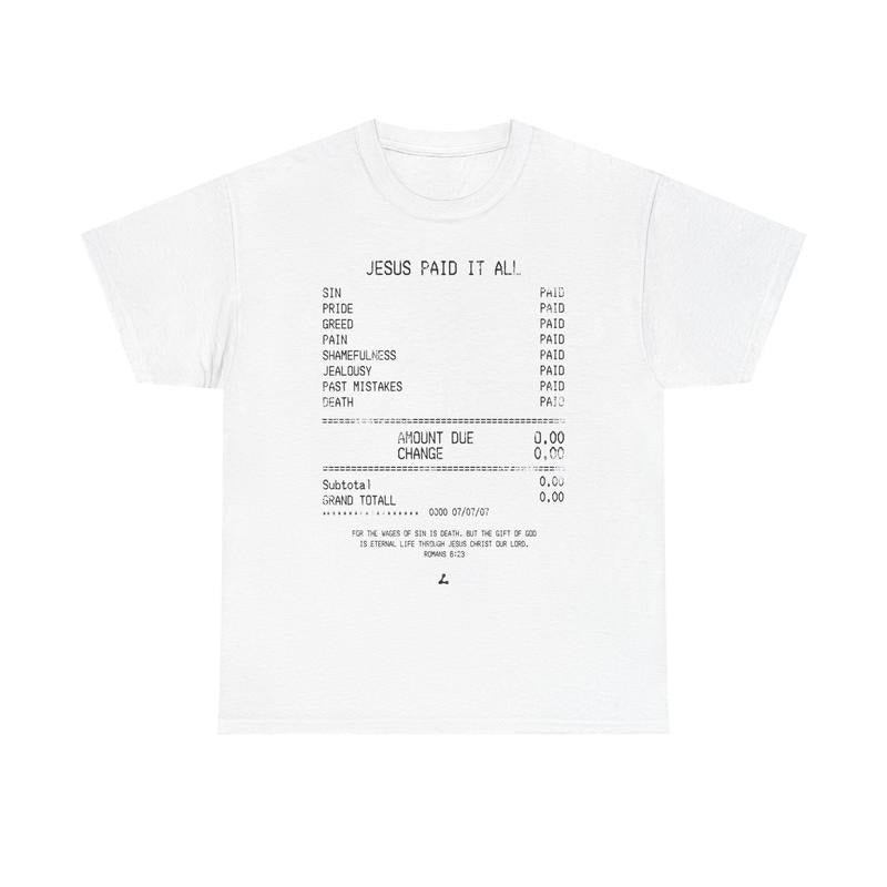 JESUS PAID IT ALL TEE - DISTRESSED LETTERING  Cotton Shirt Classic Classic Hoodie, Sweatshirt | WearSparks.com