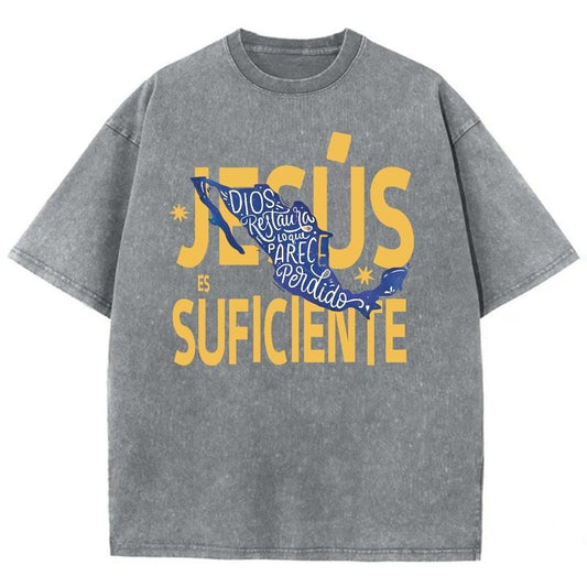 JESUS Unisex Washed T-Shirt, Christian Jesus  t shirts, Vintage 90s Graphic Tee Gift Cotton Top, Mineral color