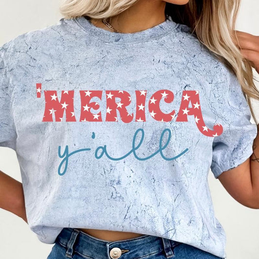 JULY 4TH SHIRT, 'MERICA Y'ALL SHIRT, 4TH OF JULY MEN SHIRT, UNISEX COTTON SHIRT, OVERSIZED HOLIDAY SUMMER SHIRT Comfort Fabric Top Womenswear Underwear Lady