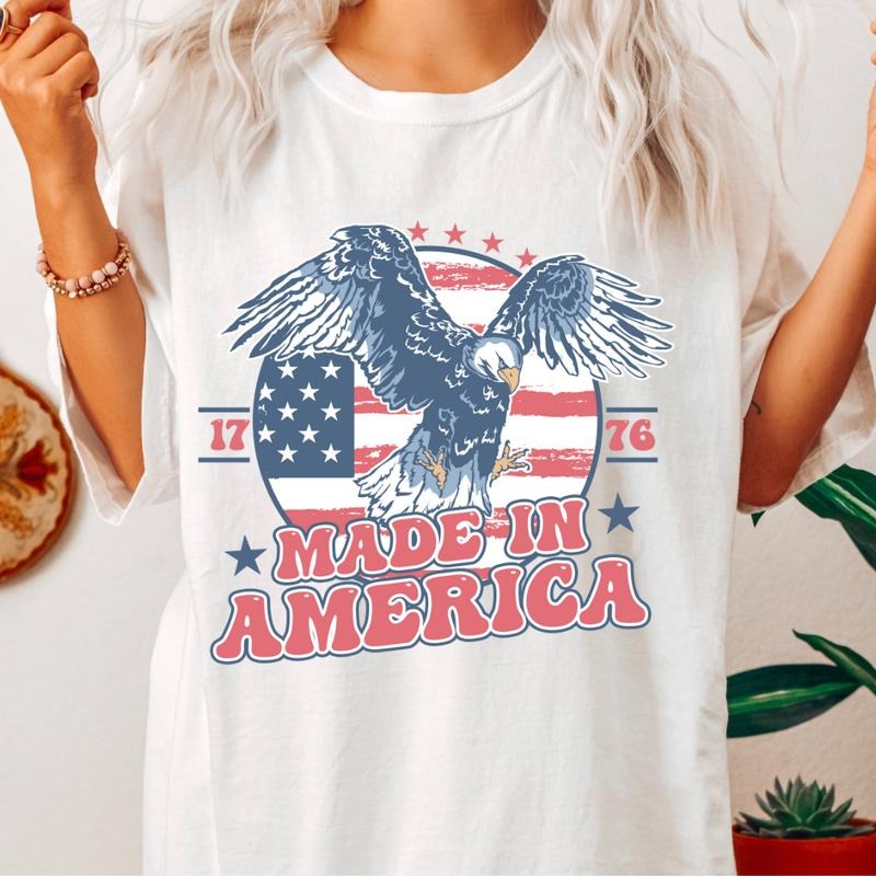 JULY 4TH SHIRT, MADE. INAMERICA EAGLE, 4TH OF JULY MEN SHIRT, UNISEX COTTON SHIRT, OVERSIZED HOLIDAY SUMMER SHIRT Comfort Fabric Top Womenswear Underwear Lady