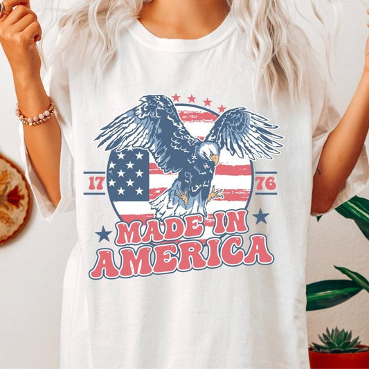 JULY 4TH SHIRT, MADE. INAMERICA EAGLE, 4TH OF JULY MEN SHIRT, UNISEX COTTON SHIRT, OVERSIZED HOLIDAY SUMMER SHIRT Comfort Fabric Top Womenswear Underwear Lady