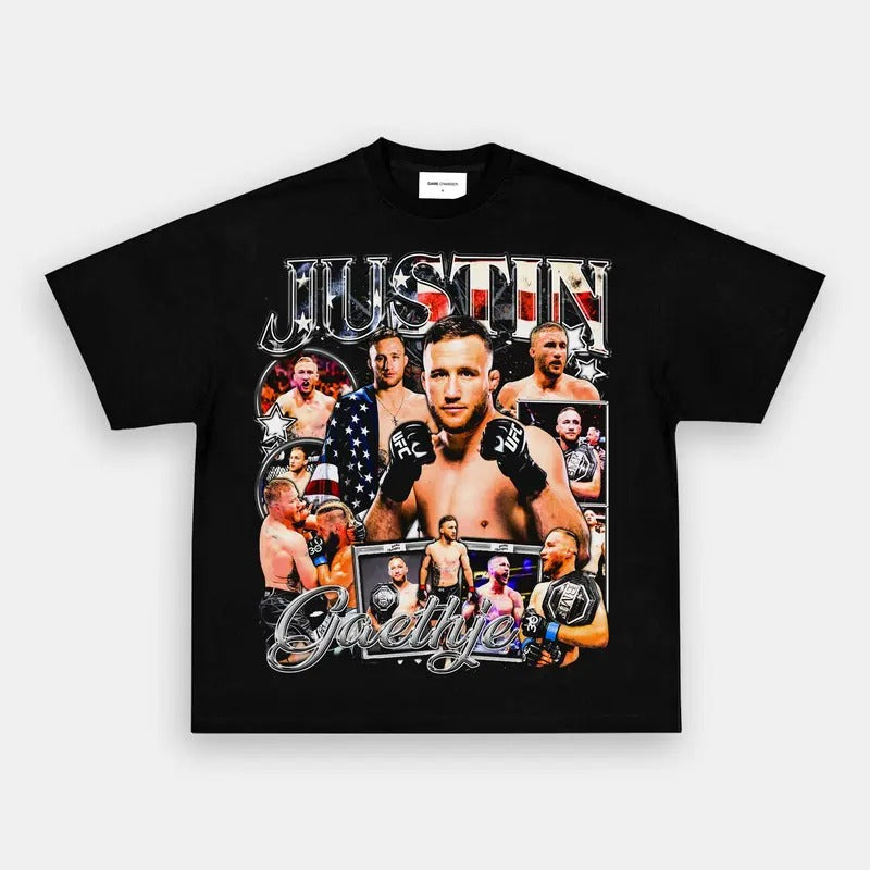 JUSTIN GAETHJE TEE, Boxing T-shirt, Boxer Tee, Sports Shirt, Athletic Tee, Fitness Gift, Workout T-shirt, Gift for Him Gift For Her Hoodie Sweatshirt Crewneck Clothing Cotton Menswear Top Polyester Underwear Gamis Clothe Streetwear