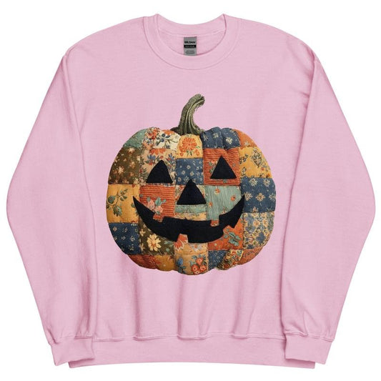 Jack O Lantern Patchwork Pumpkin Sweatshirt ~ Unisex Apparel Relaxed Fit Printed In The USA Clothing Womenswear Casual...
