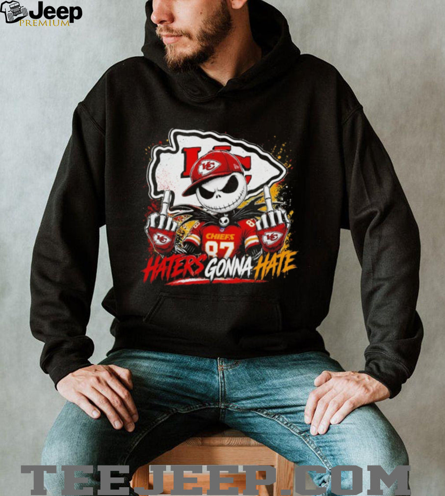 Jack Skellington middle finger Kansas City Chiefs Football haters gonna hate shirt