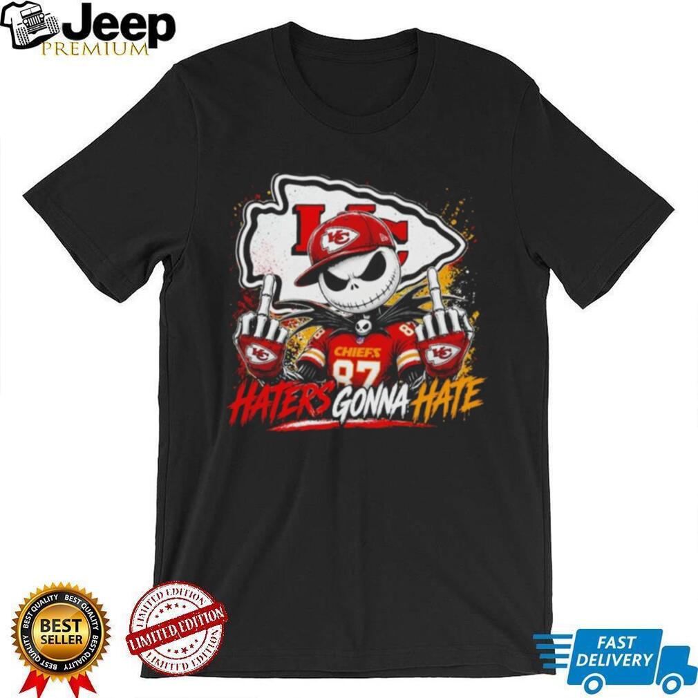 Jack Skellington middle finger Kansas City Chiefs Football haters gonna hate shirt