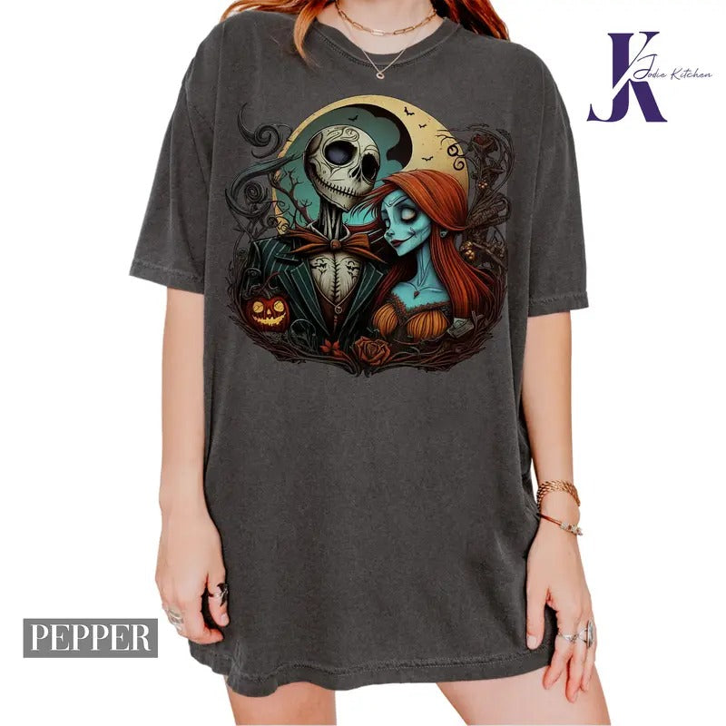 Jack and Sally Comfort Colors Shirt, Couple Halloween Shirt, Nightmare Before Christmas Halloween Shirt, Jack Skellington The Pumpkin King, Zero Sally Pumpkin Queen