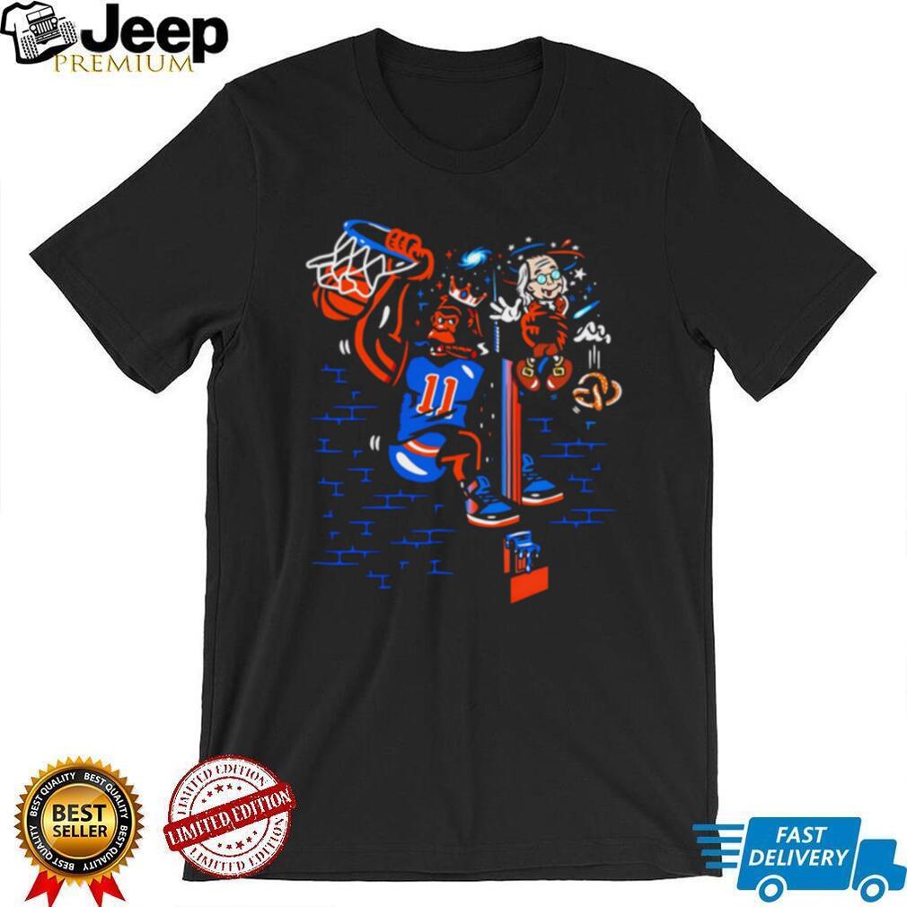 Jalen Brunson 11 New York Basketball Cartoon Dunk Graphic T Shirt