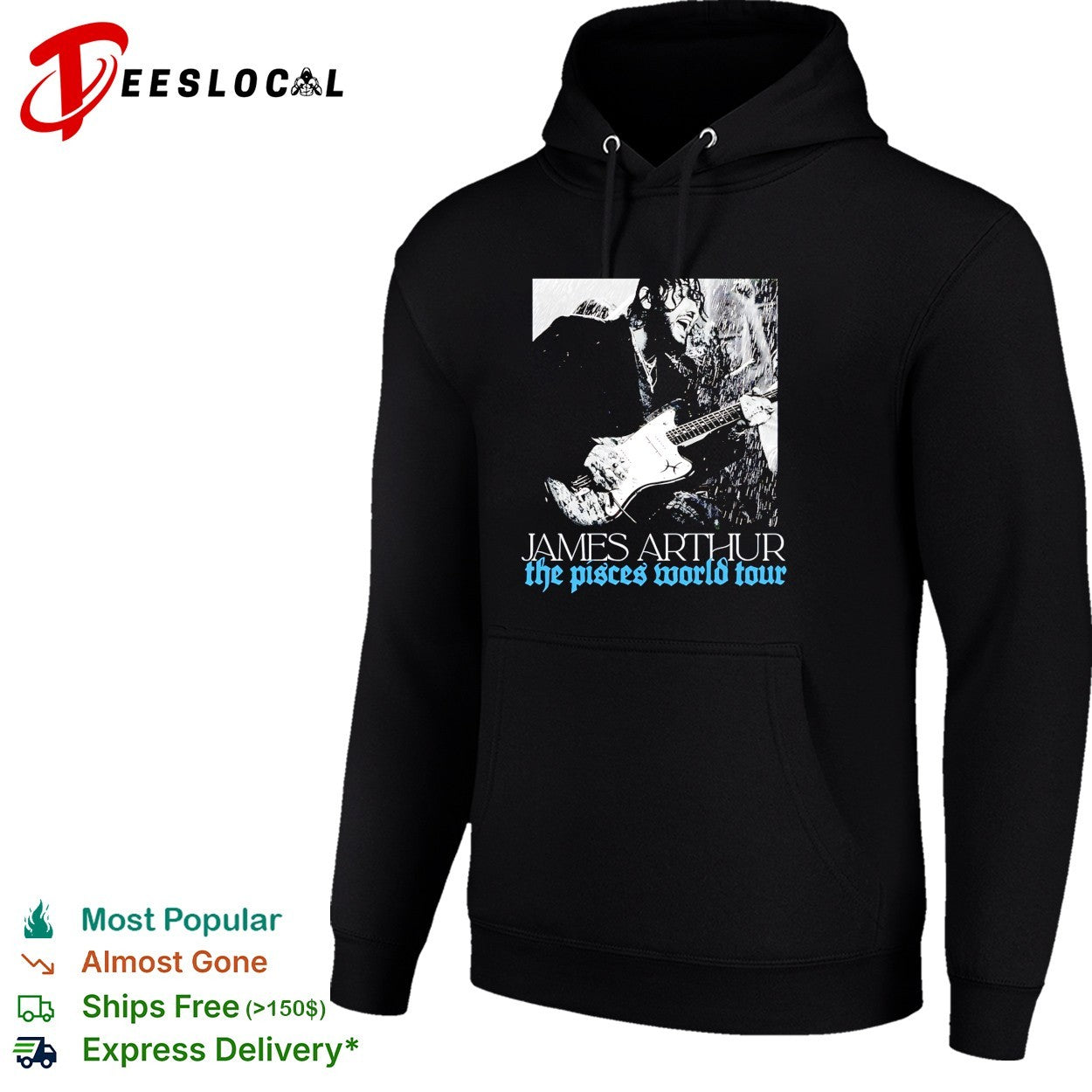 James Arthur the Pisces world tour black and white photo shirt