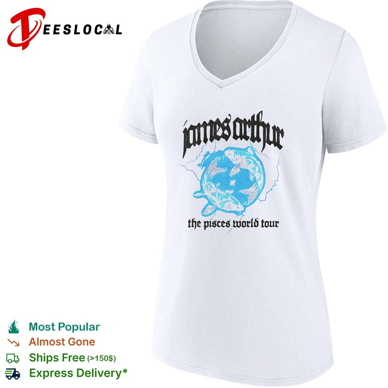 James Arthur the Pisces world tour koi fish logo shirt