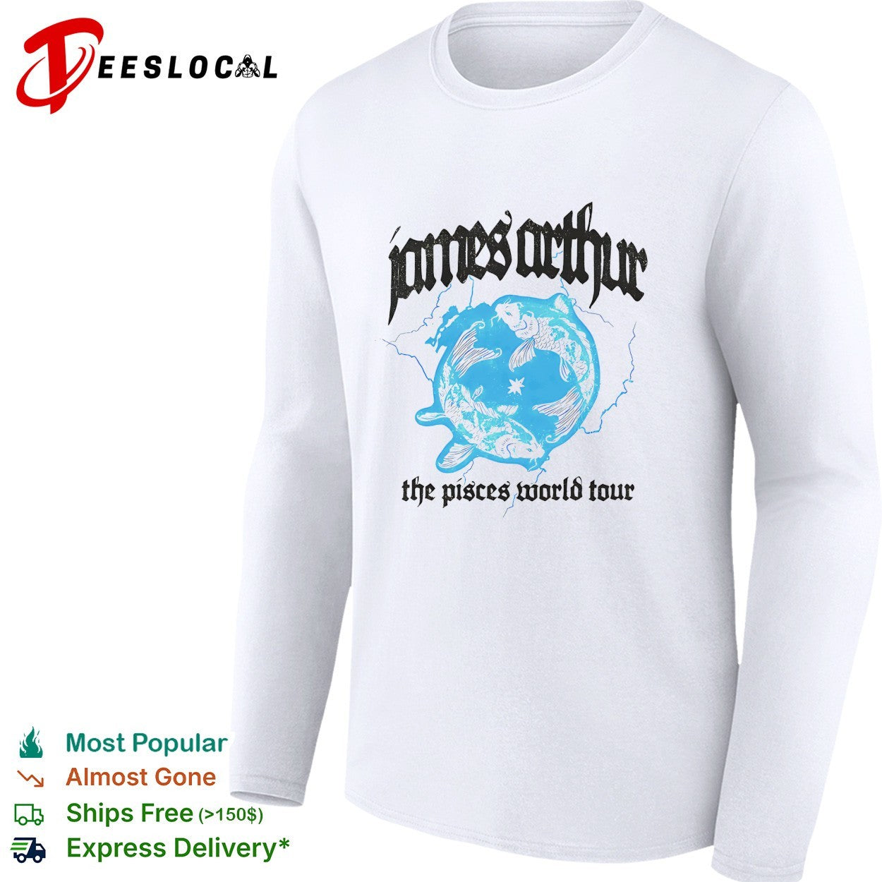 James Arthur the Pisces world tour koi fish logo shirt