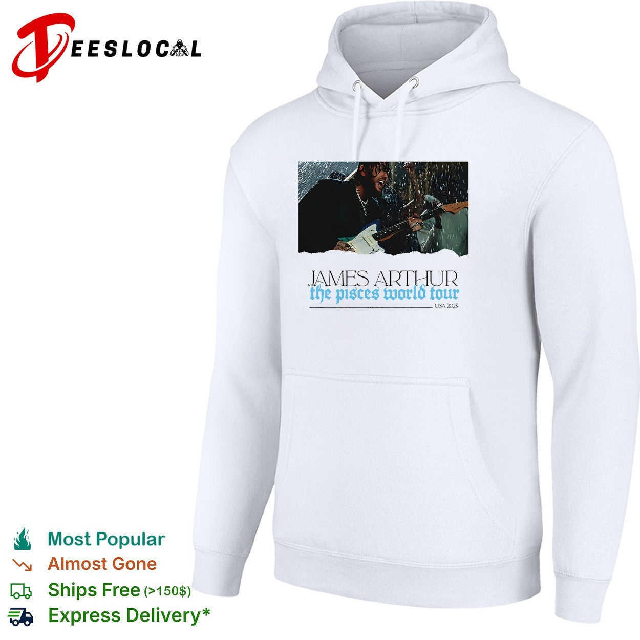 James Arthur the Pisces world tour rain guitar shirt