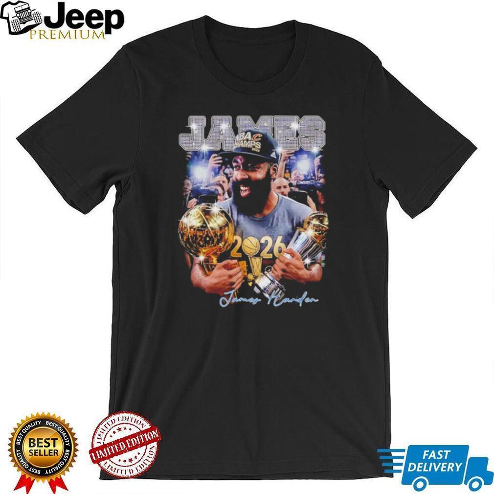 James Harden 2026 NBA Champion Two Trophy Vintage Style T Shirt