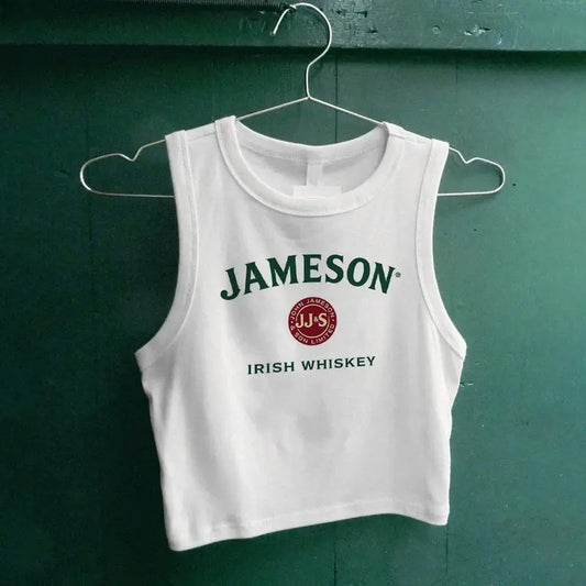 Jameson Irish Whiskey Top, Micro Rib Tank Baby Tee, St Patrick's Day Shirt, Summer Whiskey Graphic Tank Top, Y2K Jameson Tee, Stylish Irish Whiskey Shirt, Casual Summer Top, Trendy Bar Outfit