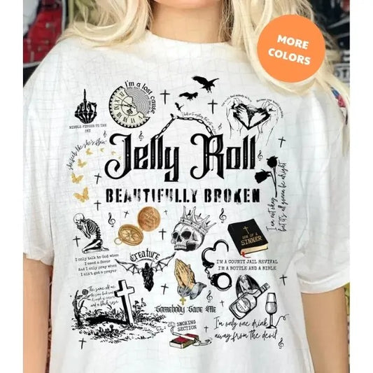 Jelly Roll 2024 Concert Shirt, The Beautifully Broken 2024 Tour, Trendy Sweatshirt, Cotton unisex Tshirt