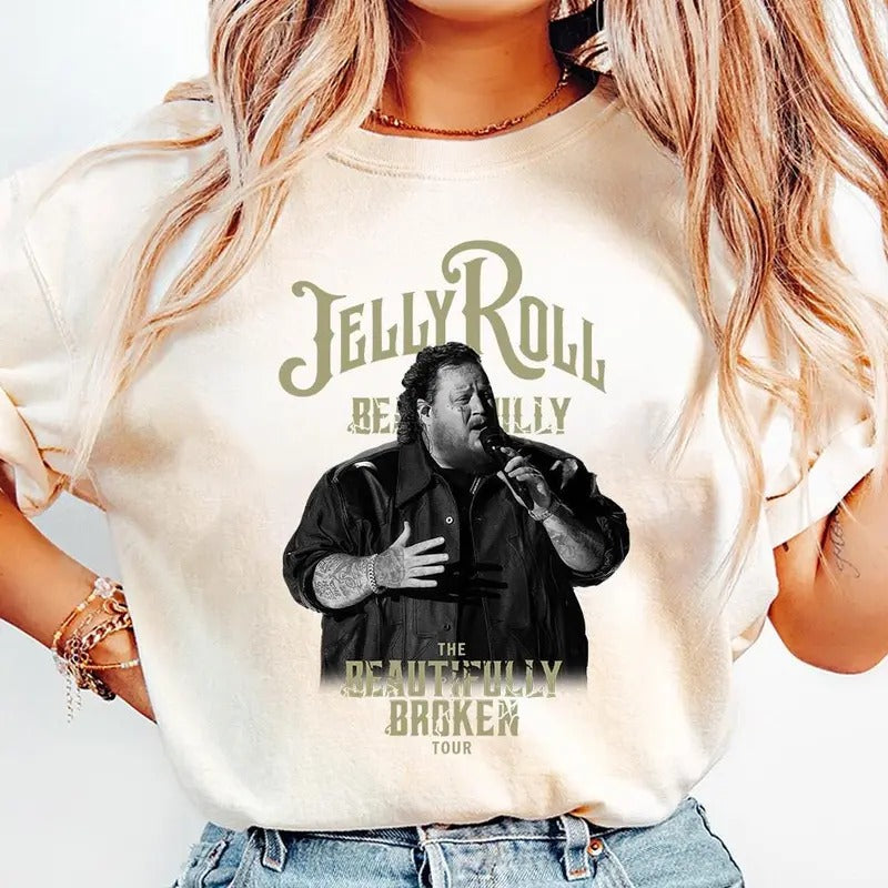 Jelly Roll Tshirt, Jelly Roll Rapper T Shirt, The Beautifully Broken Shirt, Tour 2024 Shirt, Unisex Short Sleeve Tee