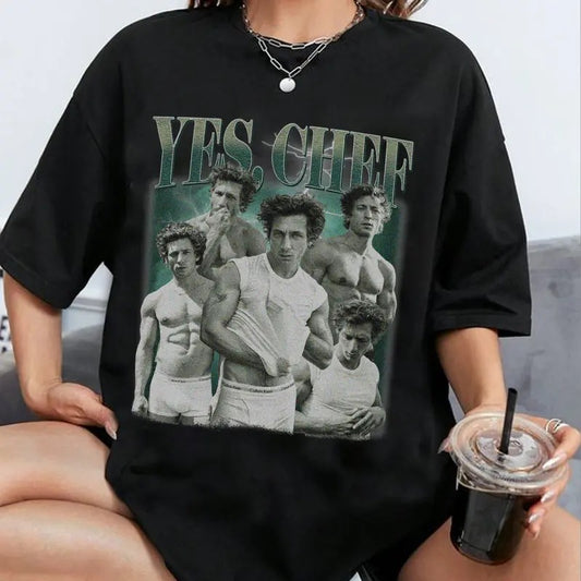 Jeremy Allen White Yes Chef The Bear Retro 90s. Cotton Vintage Carmy Berzatto T-Shirt Sweatshirt Hoodie Unisex Casual Fit