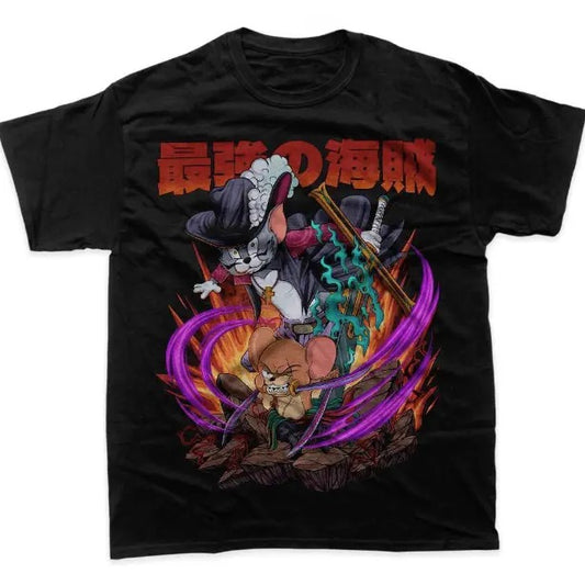 Jerry Zoro Tom Hawkeye Mihawk T-Shirt, Tom and Jerry X  One Piece Shirt, Animated Shirt, Graphic T-Shirt, Y2k, Unisex T-Shirt, Gift For Men Women Womenswear Menswear Top Streetwear