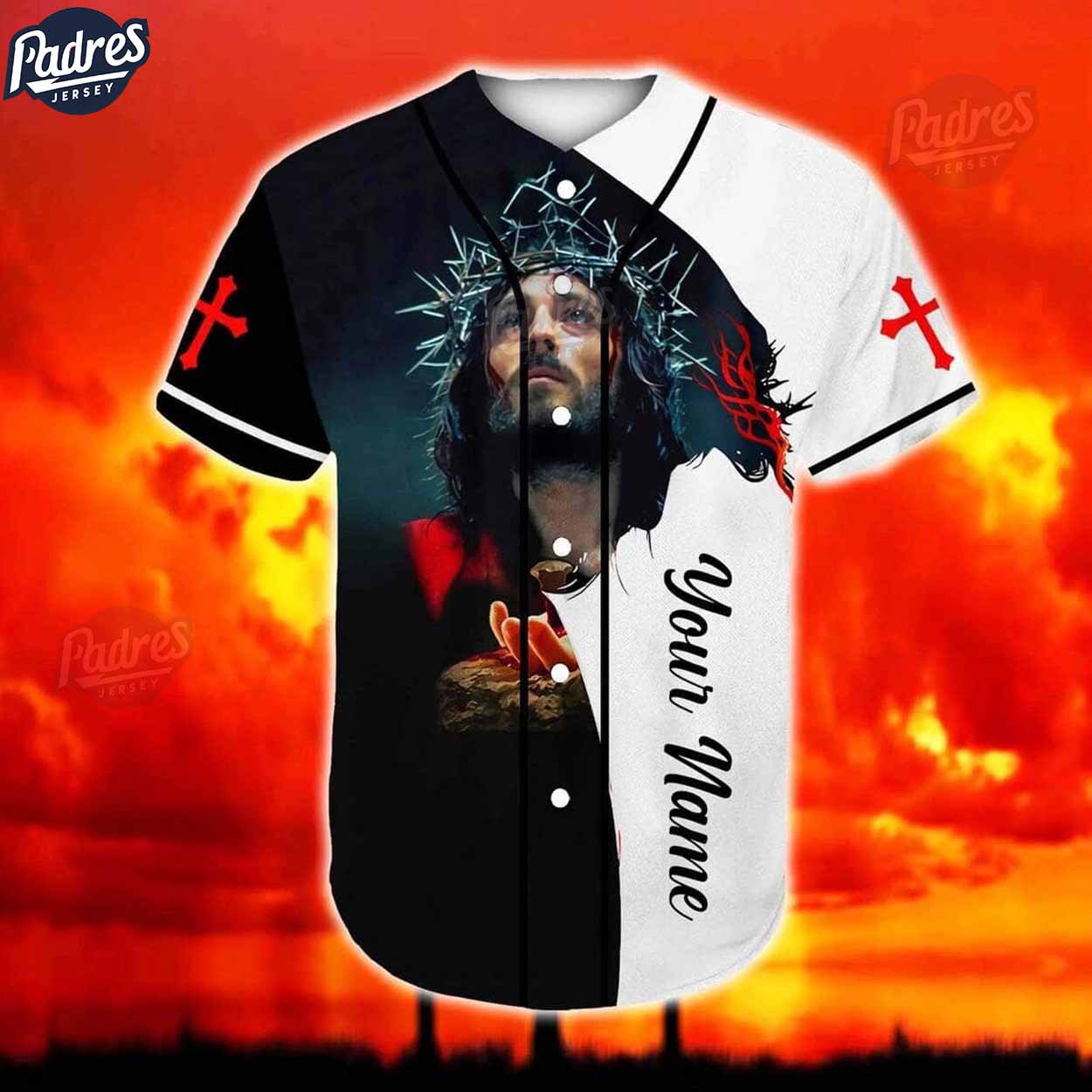Jesus American Flag Custom Baseball Jersey - Padres Jersey Oasis: Elevate Your Baseball Style Game T-Shirts,... (Image 2)