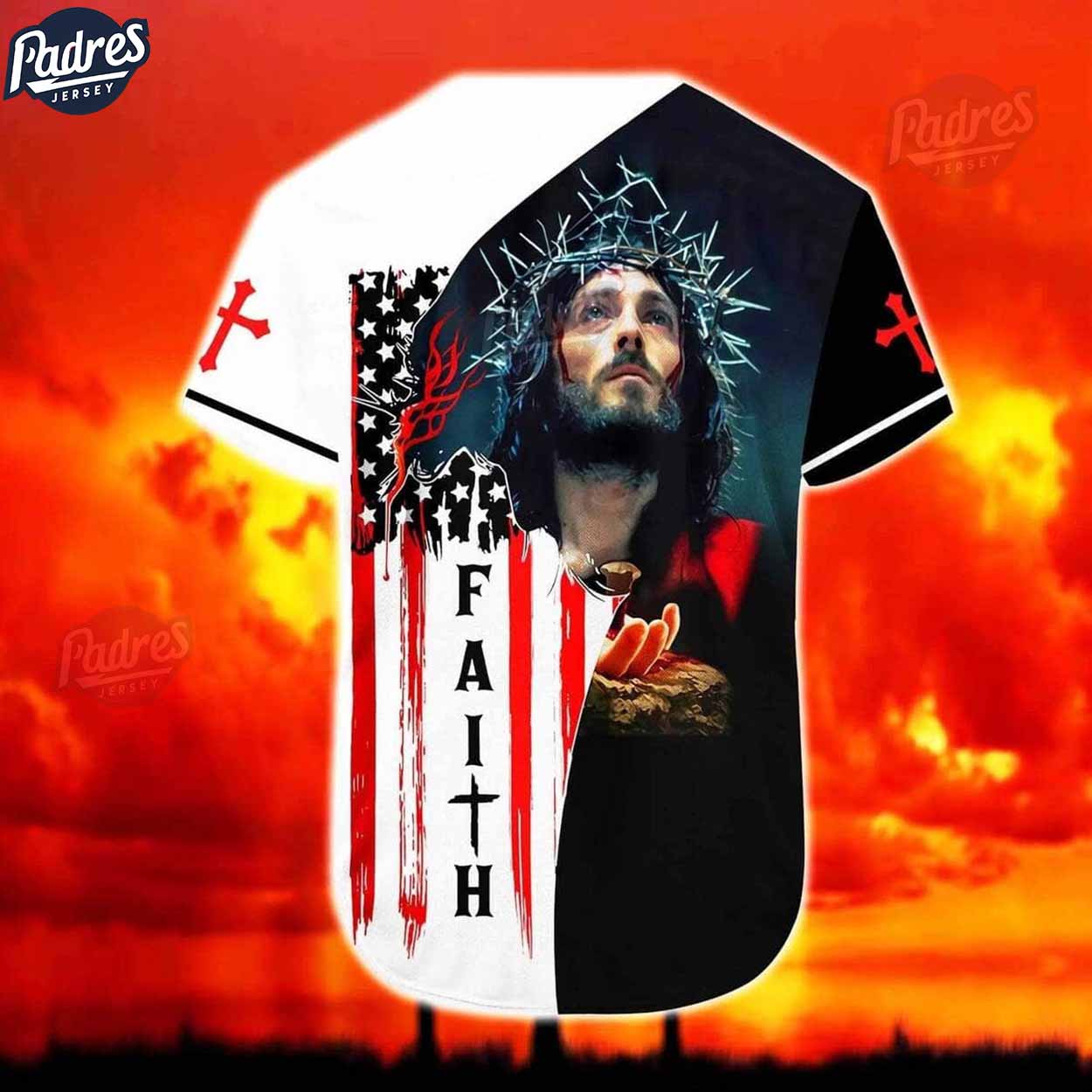 Jesus American Flag Custom Baseball Jersey - Padres Jersey Oasis: Elevate Your Baseball Style Game T-Shirts,... (Image 3)
