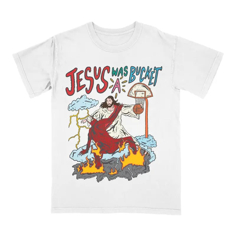 Jesus Basketball T-Shirt, funny graphic vintage sports tees