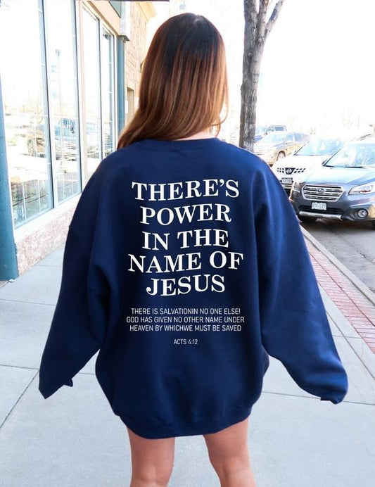 Jesus Christ Hoodie - Navy Blue, Text Print, Long Sleeves, Comfortable Cotton and Polyester Blend, Ideal for Women, Religious and Faithful Wear
