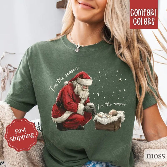 Jesus Christmas Shirt Comfort Colors, Religious Xmas Tshirt, Women's Holiday Tee