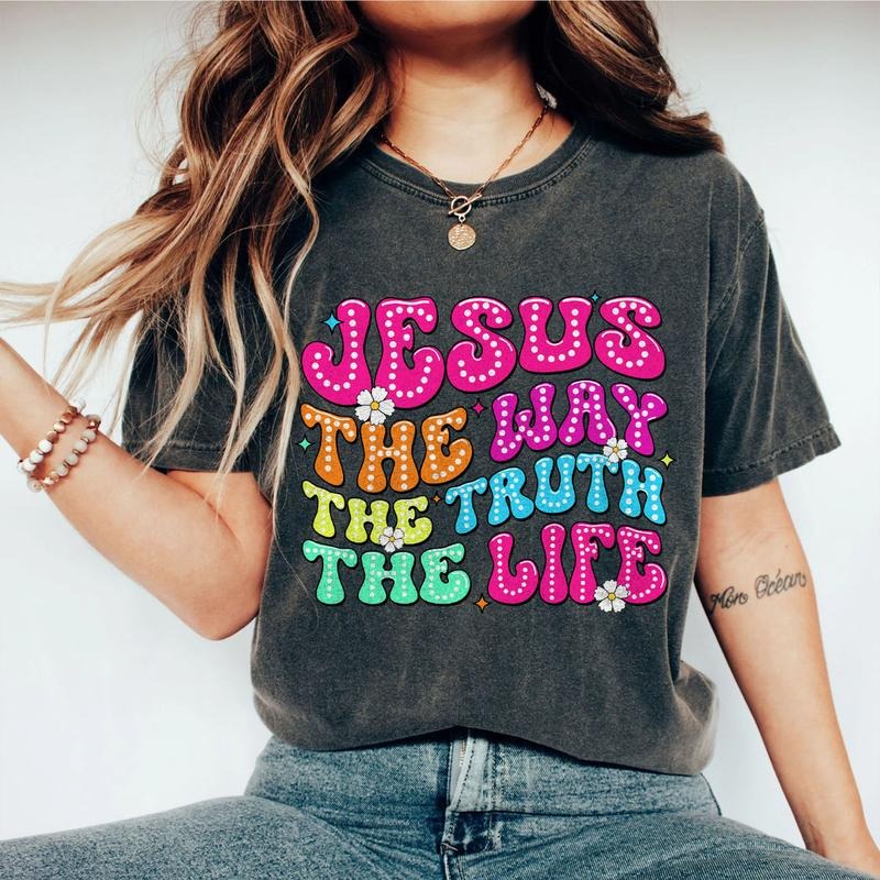 Jesus Groovy Shirt for Her, The Way The Truth The Life Shirt, Christian Shirt for Women, Dot Dalmatian Christian Tee, Shirt for Jesus Lover, Gift for Christian Lady, Groovy Gift for Her, Women Top Casual Comfortable
