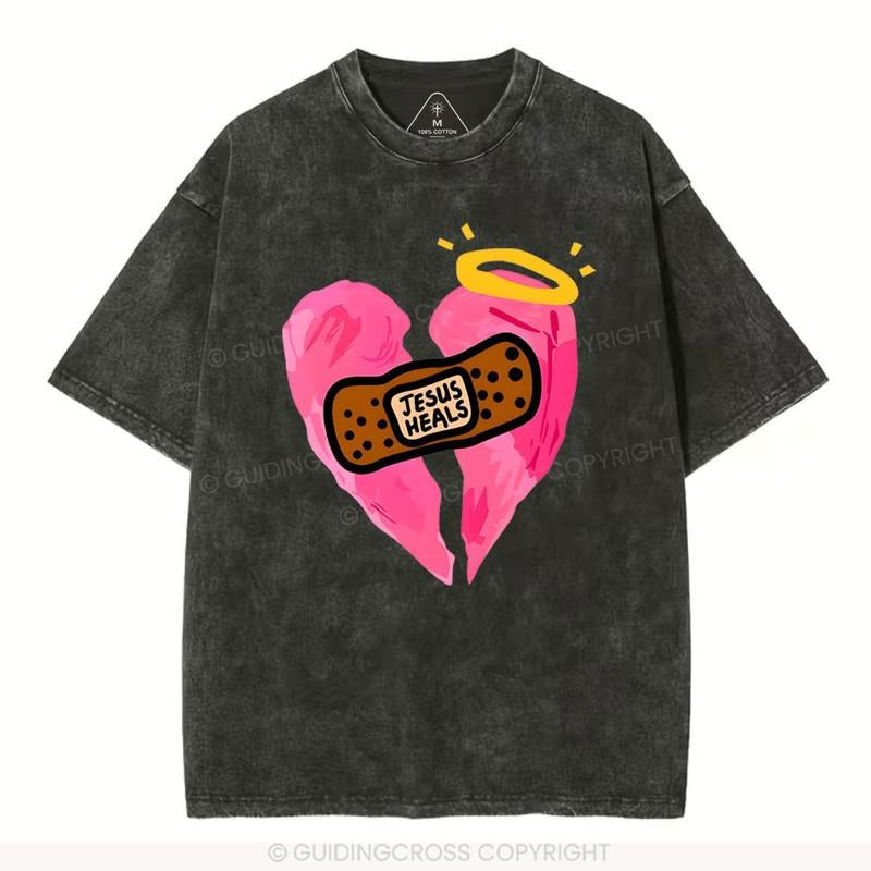 Jesus Heals Christian Washed T-Shirt, Christian Jesus  t shirts, Vintage 90s Graphic Tee Gift Cotton Top Womenswear...