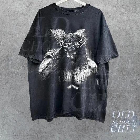 Jesus Holding Cross Vintage Halftone 90s Graphic Shirt, Retro Faith Jesus Shirt, Christian Shirt, Retro Graphic Bible Tee, Be The Light Sweatshirt, Hoodie, Comfort Colors