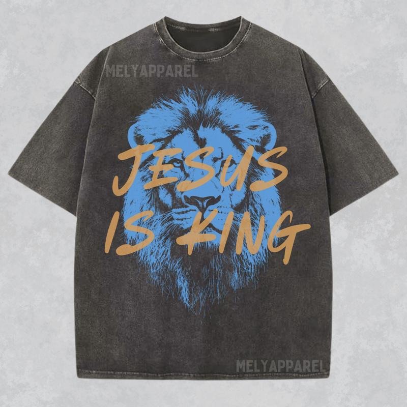 Jesus Is King Christian Shirt Streetwear Unisex Tee Religious Gift for Him or Her Bible Verse Tshirt Lion Apparel