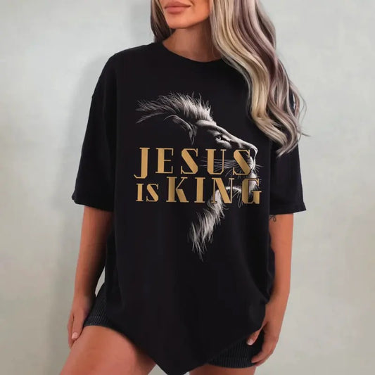 Jesus Is King Shirt - Christianity Washed T-Shirt, Christian Lion Graphic Tee, Bible Verse T Shirt, Aesthetic Faith...